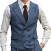 Men Vest Brown Suede Leather Gentleman Business Waistcoat Vintage Regular Slim Business Banquet Men Suit Vest