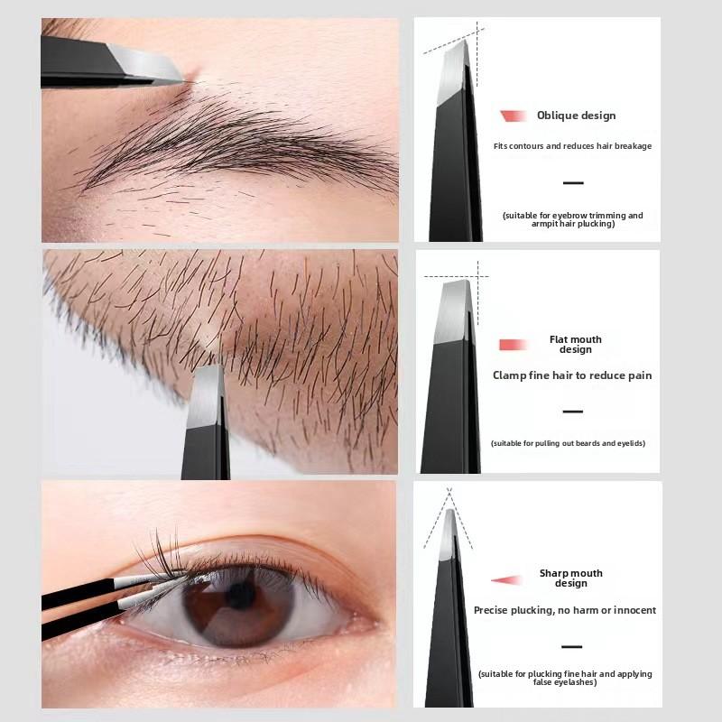 4-piece set tweezers eyebrow tweezers 9.6cm stainless steel tweezers for beard and eyebrow shaping