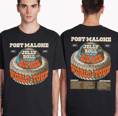 Das Big Ass World Tour 2025 Post Malone Mit Jelly Roll T-Shirt Herren Damen Tees Top