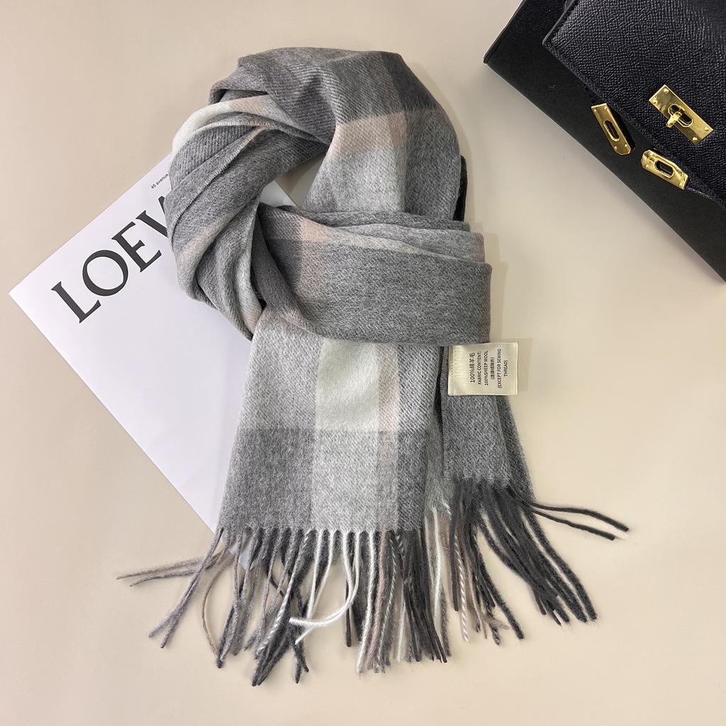 British Classic 111 Pure Plaid Scarf Female Winter Korean Student Versatile Warm Cashmere Couple Scarf