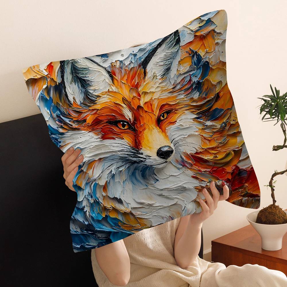 Anime Fox Printed Cushion Cover Inches Farmhouse Decor Home Throw Pillow Covers for Couch Decorations