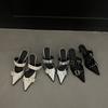 Fashion Shoes Beige Heeled Sandals Ladies' Slippers Low Pointed Toe Black Flat Summer High Soft Cover Silver Thin Rome Scandals Fabric B