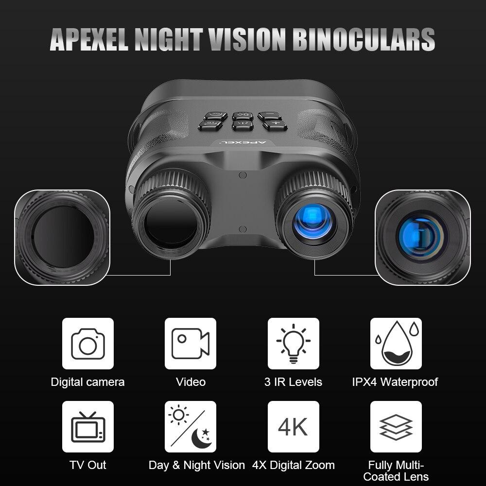 Digitální dalekohled pro noční vidění APEXEL pro úplnou tmu Brýle pro infračervené noční vidění GlassOwl pro sledování lovu