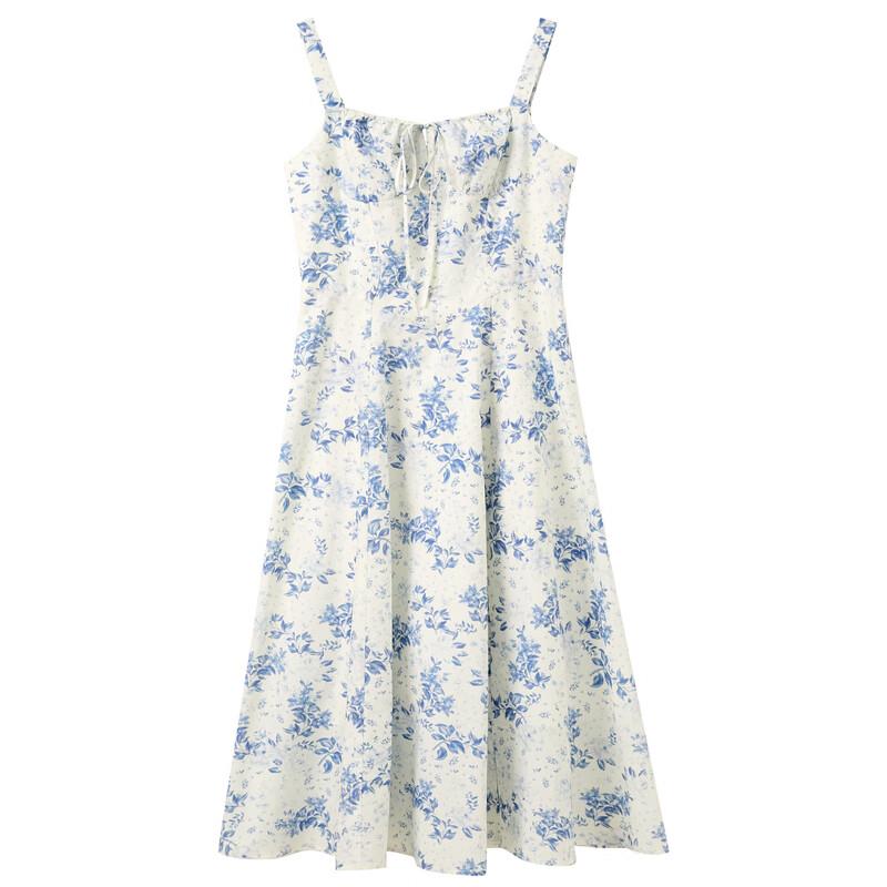 SanCai 2025 Sommer Ärmelloses Florales A-Linien Cami-Kleid