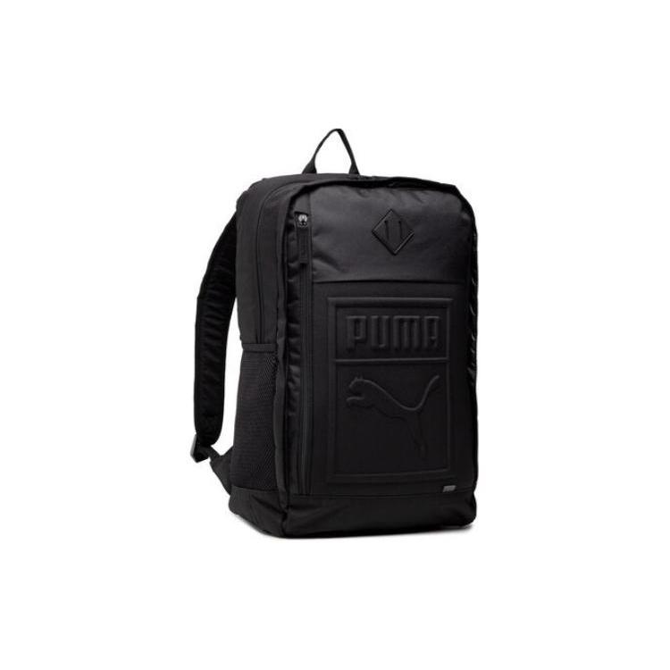 New PUMA Artificial Leather Fabric Backpack Regular Unisex Black 075581-01