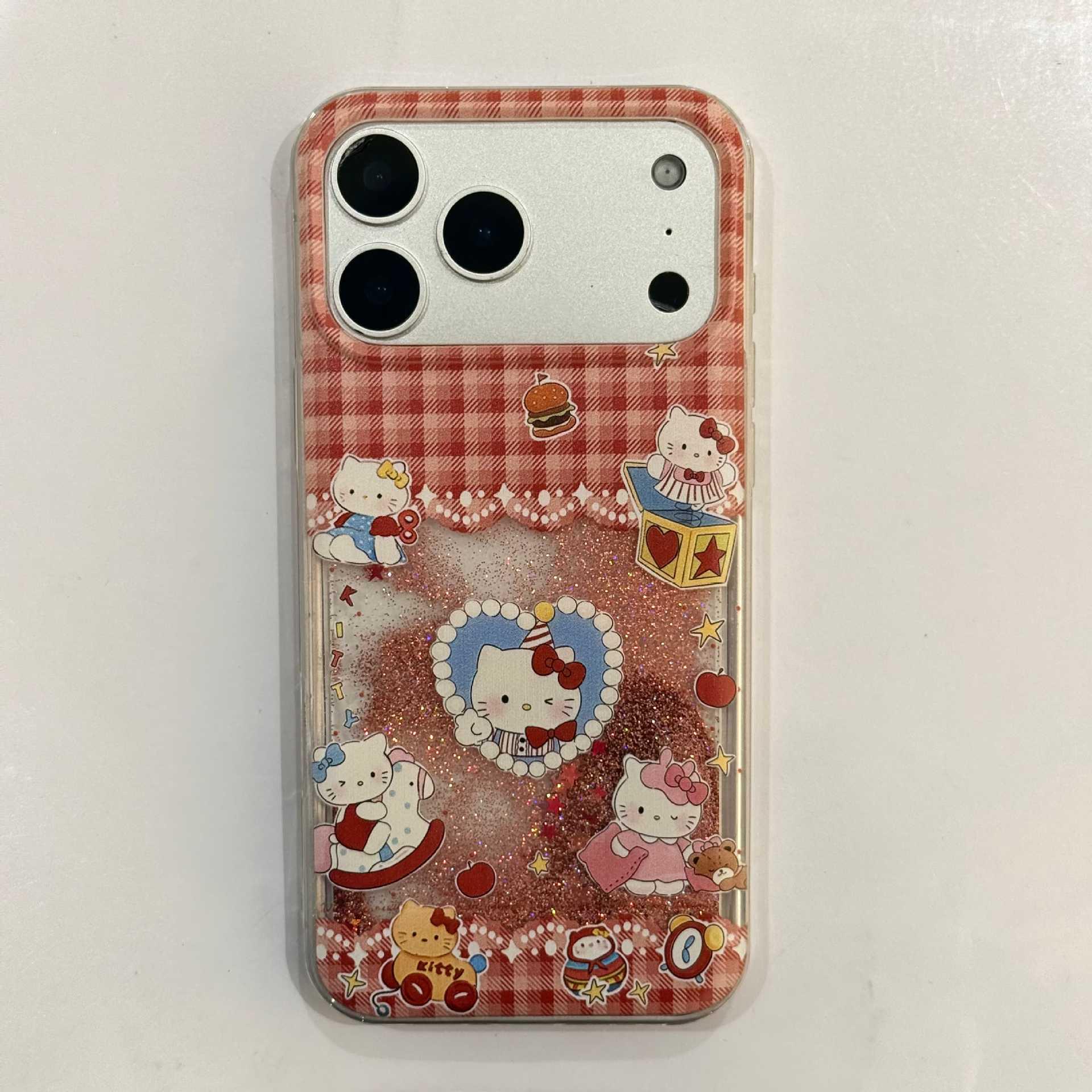 

Hello Kitty Flowing Sand Plaid iPhone 17/16/15 Pro Max Full Coverage Case 17 Air