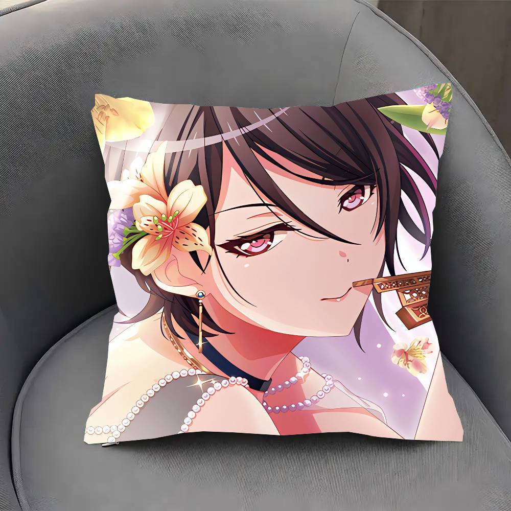 Yashio Rui Anime BanG D-Dream Pillow Case Fashion Square Pillowcase Bedroom Sofa Room Ins Decoration Leisure