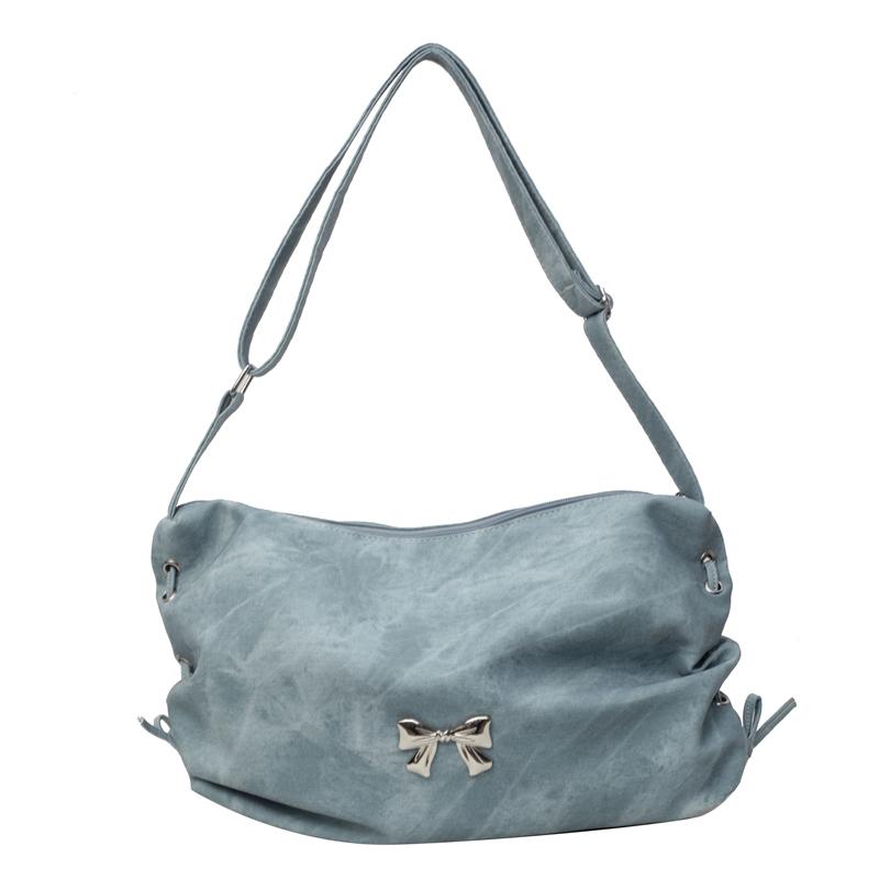 

Сумка великої місткості Жіноча шкіряна сумка через плече з бантом Сумка через плече синій