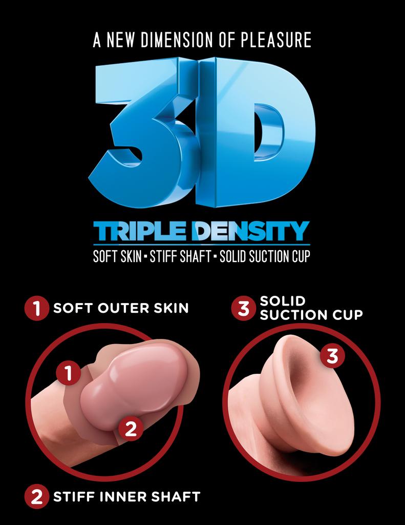 3D dildo triple Density Curve 10 - 19 x 5 cm