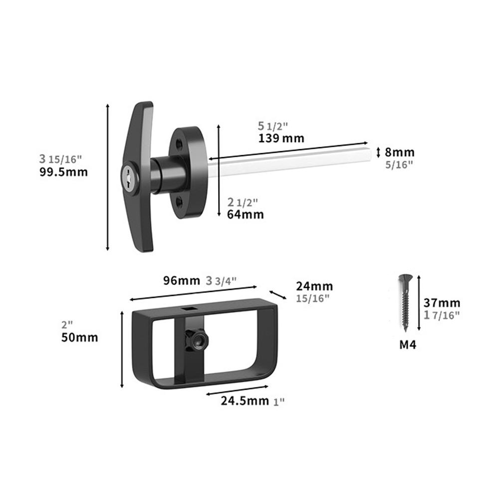 Shed Door Latch T-Handle Lock Kit with 2 Keys 5-1/2"" Door Lock for Playhouses Chicken Coops Camper