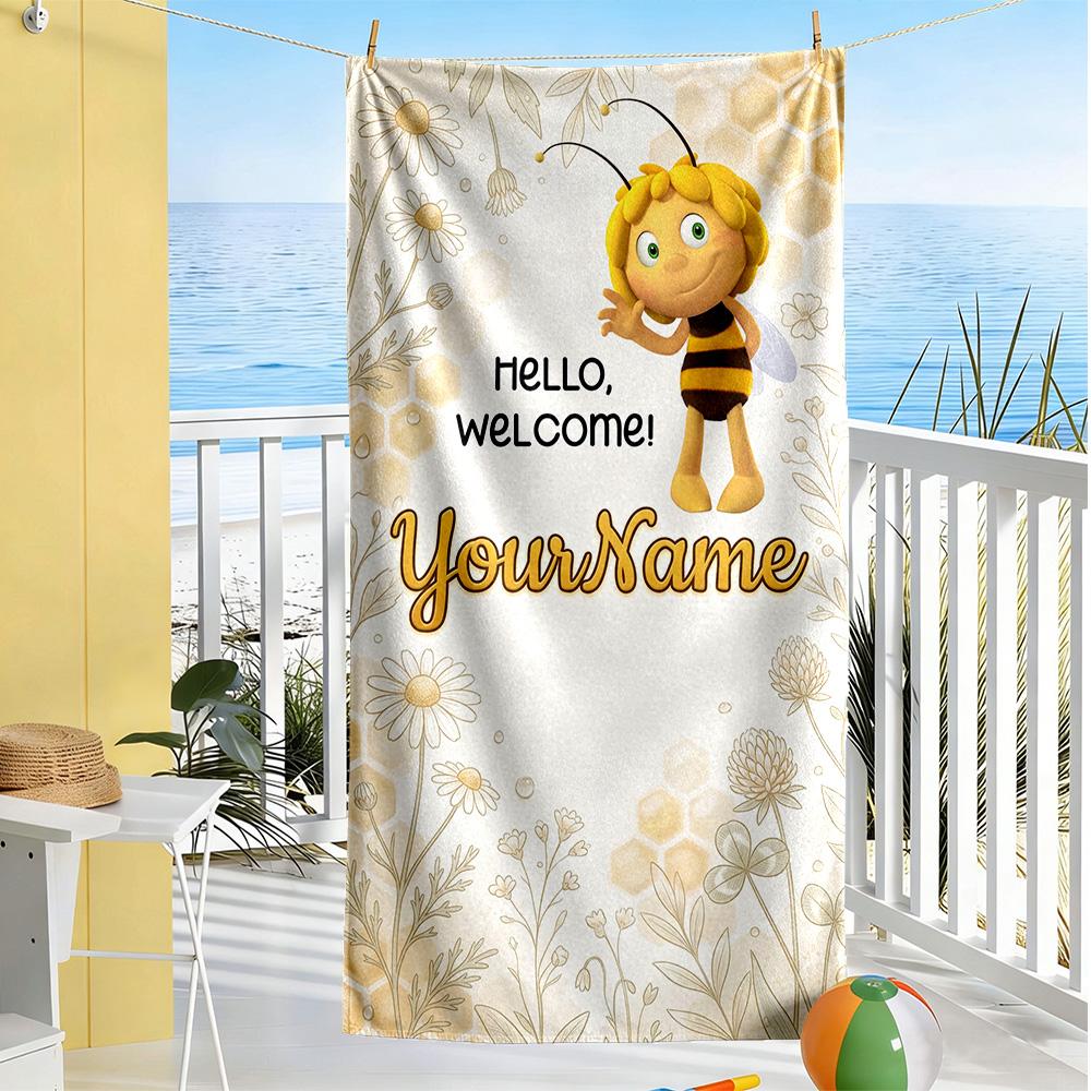 Biene Maja Customize Your Name Beach Towel Quick-Dry Soft Microfiber Portable for SwimmingBeachCamping Travel Beach AccessoriesGym