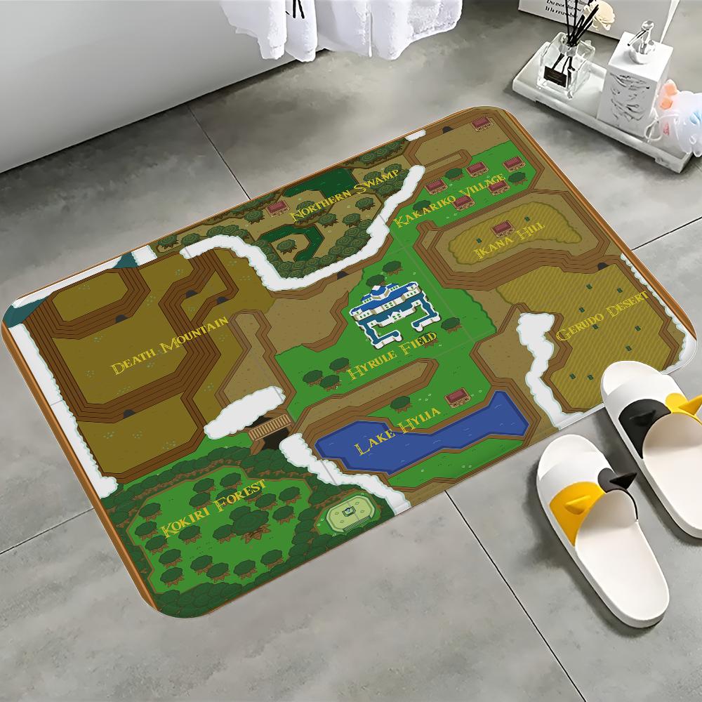 Zelda map Floor Mat Bathroom Mat Kids Room Bedroom Decoration Balcony Anti-Slip Doormat Living Room Welcome Rug