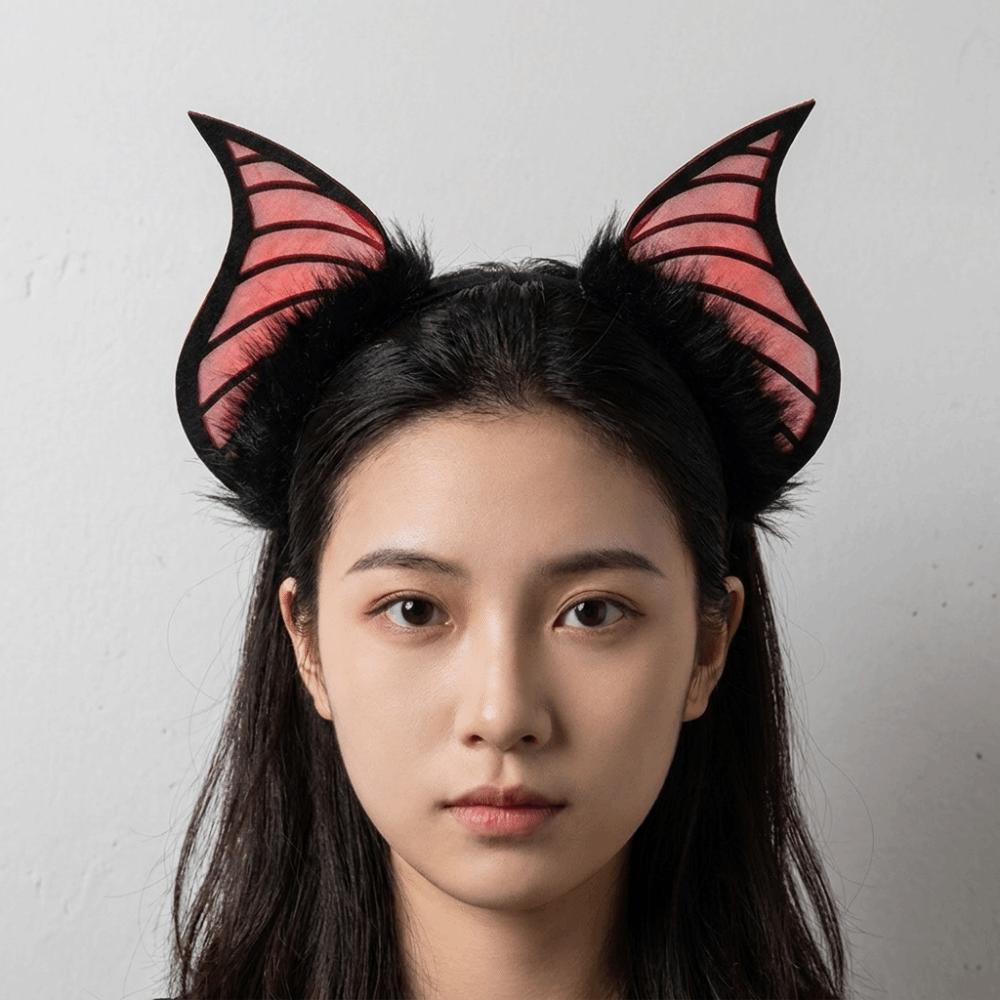 Furry Bat Ears Headband DIY Halloween Hairband Creative Halloween Costume Cosplay Props  Kids