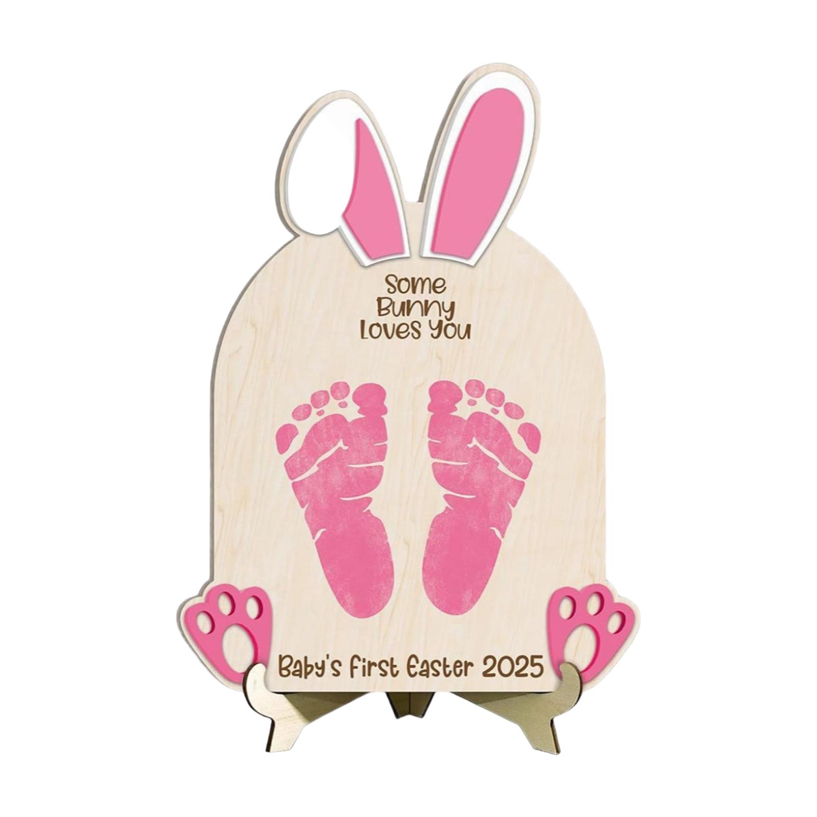 Easter Baby’s First Wooden , Infant Handprint “I” Sign, Wooden Craft One Size розовый