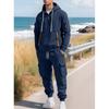 Mens Fleece-Lined Hooded Sweatshirt Cargo Pants Set Casual Streetwear Outfit Winter