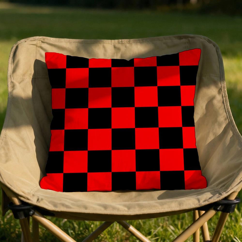 Classic Checkered Square Cushion Cover Soft Reversible  Durable Pillow Cover  MultiScene Use for Home  Car Daily Comfort
