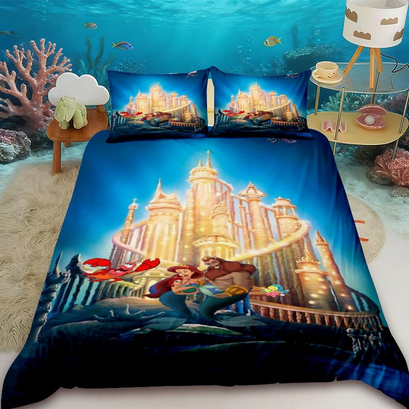 Princess Series Duvet Cover Set Fairy Tales Bedding Set for Home 3-Piece Set 1 Quilt Cover Anime Cute Printed Cartoon