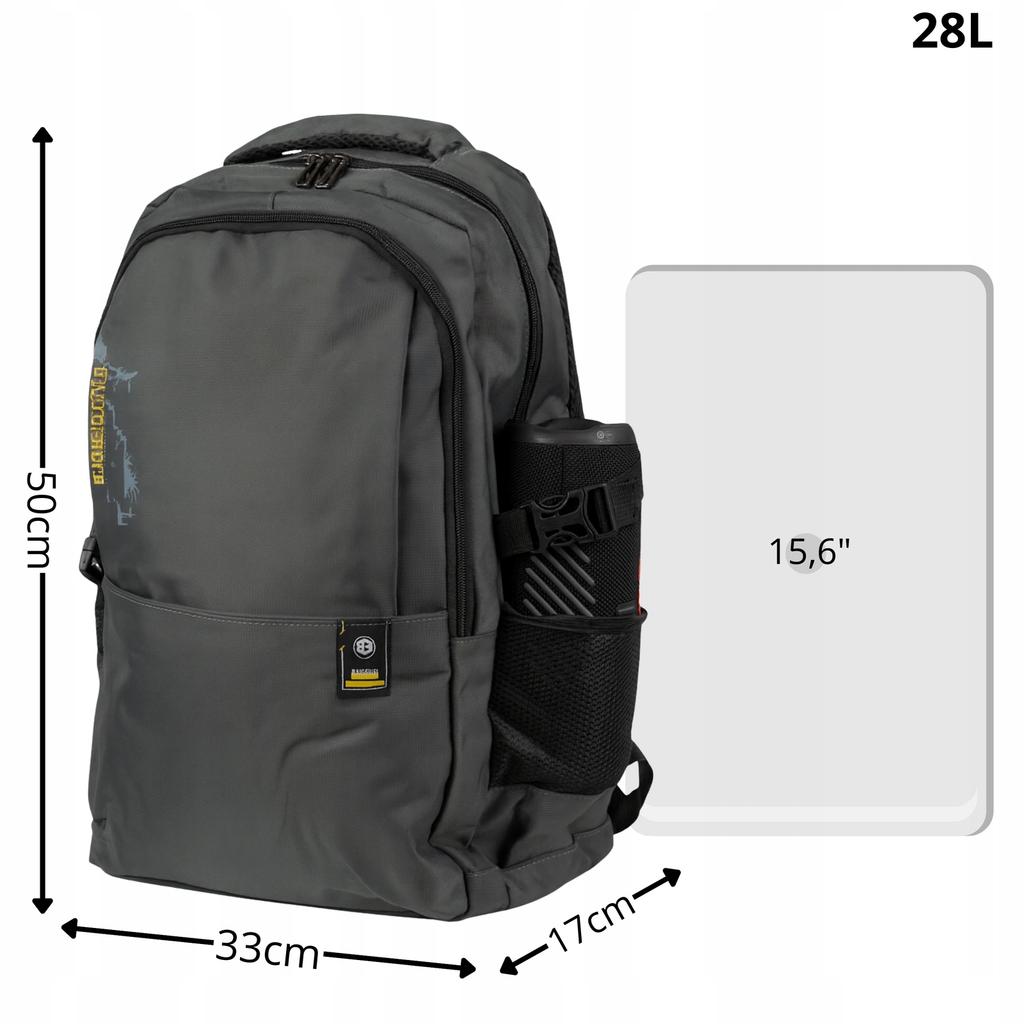 Plecak nowoczesny szary szkolny sportowy pojemny dla chłopców i dziewczyn na laptopa 15,6" vio bg822308 grey