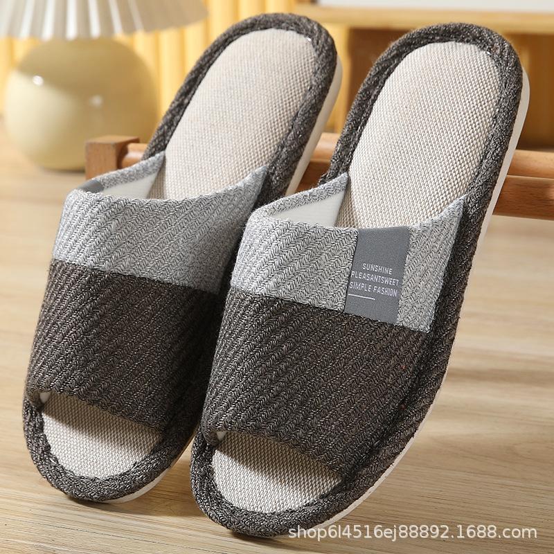 Linen slippers deodorant and non-slip indoor cotton and linen cool slippers women's summer breathable home leisure sandals free shipping