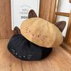 New Cute Cat Ears Beret Female Autumn and Winter Funny Star Anise Painter Hat Showing Face Small Wholesale