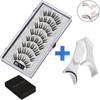 Two Pairs of Magnetic False Eyelashes with Curler - No Glue Needed, European & American Thick Style.