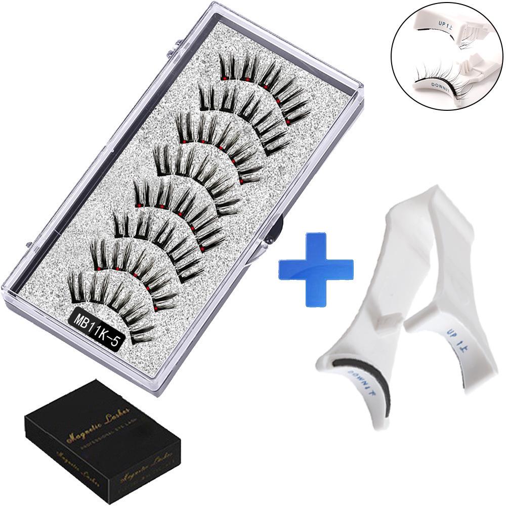 Two Pairs of Magnetic False Eyelashes with Curler - No Glue Needed, European & American Thick Style.