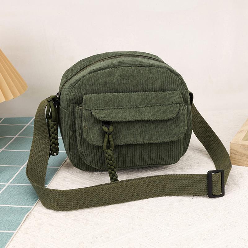

Simple Versatile Corduroy Crossbody Bag Unisex Fashionable Casual Small Square Bag Personalized Commuting Shoulder Bag Gifts зелений