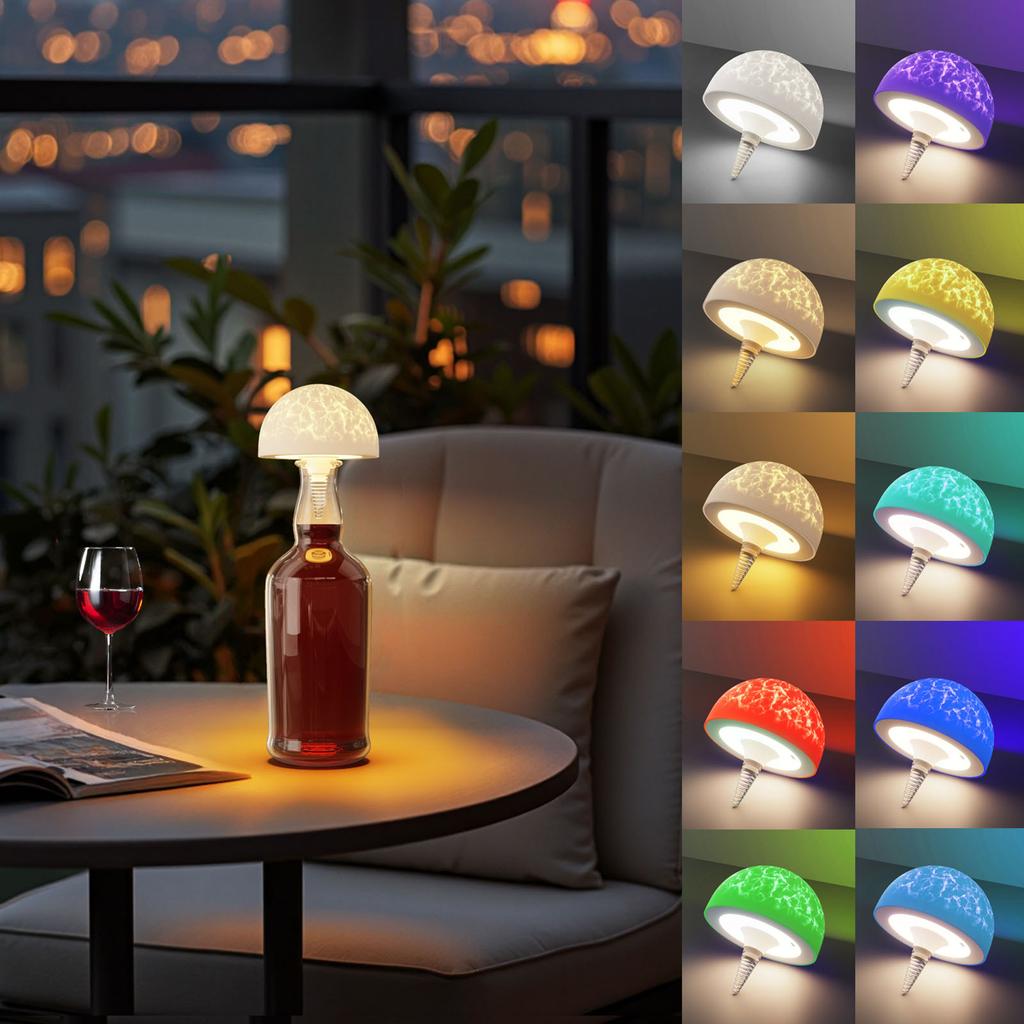 4W Wireless Bottle Table Lamp 3 Way Dimmable Cute LED Wine Bottle Lamp USB Rechargeable Modern Bedside Lamp Gift Ideas for Women