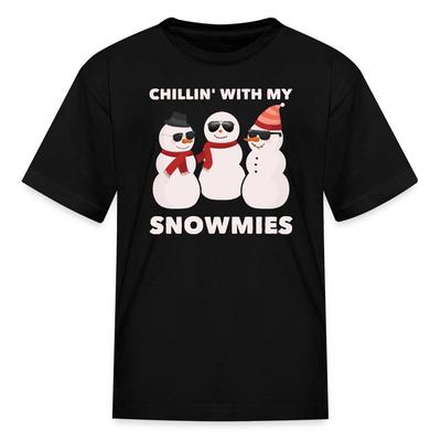 Chillin' With My Snowmies Funny Christmas Snowman Kid's T-Shirt