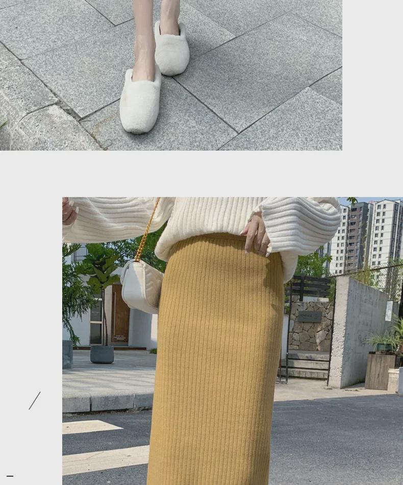 1688 Strickrock mit Schlitz und hoher Taille für Damen