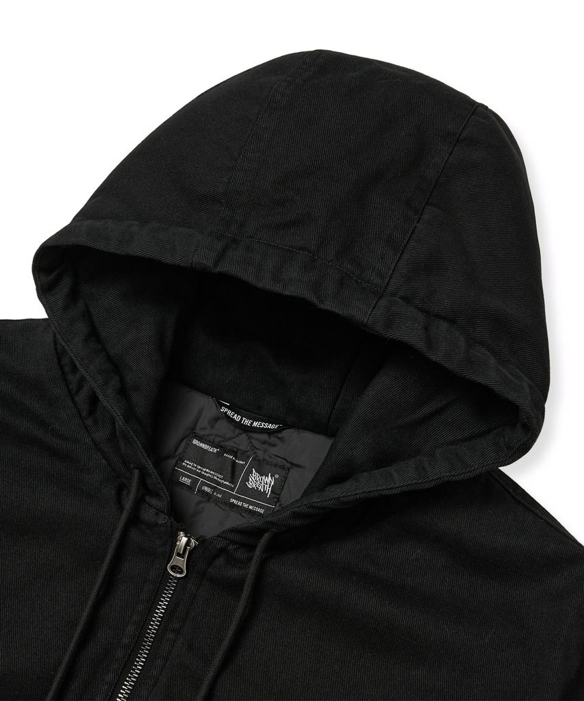 Brownbreath Bb Twill Washed Hood Zip Up - Black