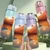 1PC Mountain Desert Sunset Landscape Print 750ml Color Plastic Sports Water Bottle Leakproof Flip Straw Lid Suitable for Sports Office Home Use