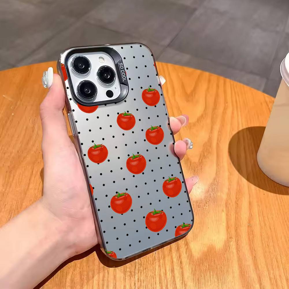 K-Koreanischer Ins T-Two Ted T-Tomate Handyhülle Für iPhone17,16,15,14,13,12,11 Plus,Pro Max Schwarze Candy Silberne Handyhülle