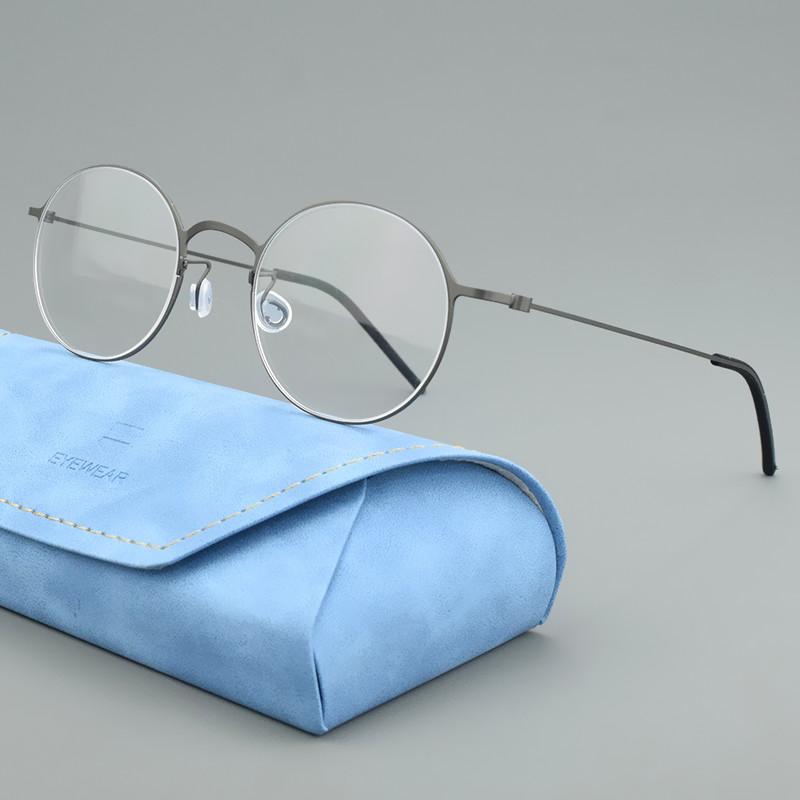 Round Glasses Frame Men Women Korea Eyeglass Frames 5504 Titanium Brand Eyewear Retro Ultralight Eyeglasses Business Spectacles