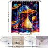 1pc Vibrant Cosmic Duck Shower Curtain - Colorful Polyester Fabric with Planets & Stars Design, Includes 12 Hooks,
