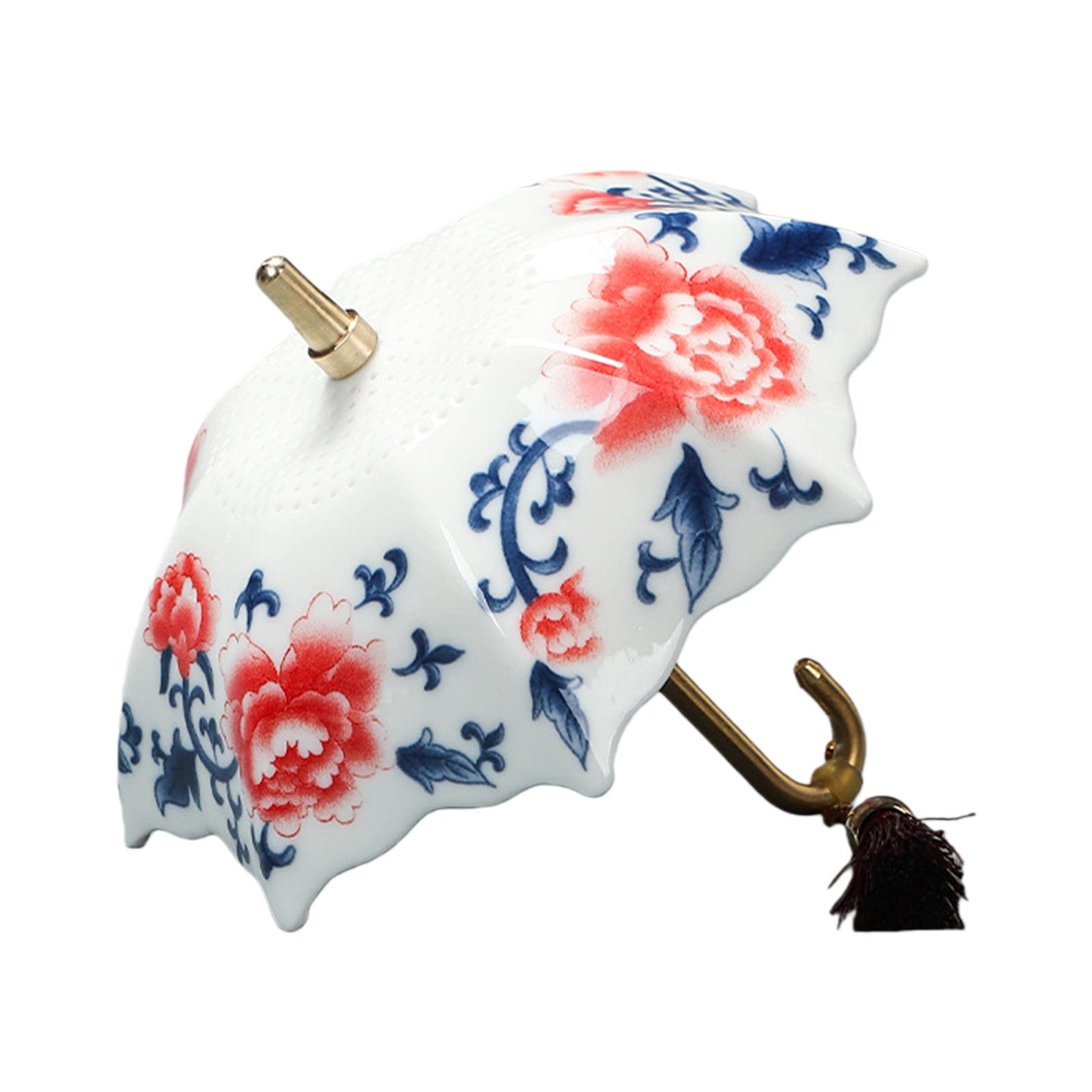 Elegant Tea Strainer Filter Ceramic Traditional Chinese Style Tea Strainer Umbrella Ceramic Strainer for Kung Fu/Coffee/Brewing