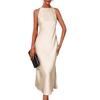 European & American Satin Sleeveless Silk-like Slit Dress for Women - Spring/Summer