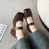 Female Green Velvet New Square Toe College Style Casual Pumps Fashion Shallow Buckle Shoes High Heel Shoes