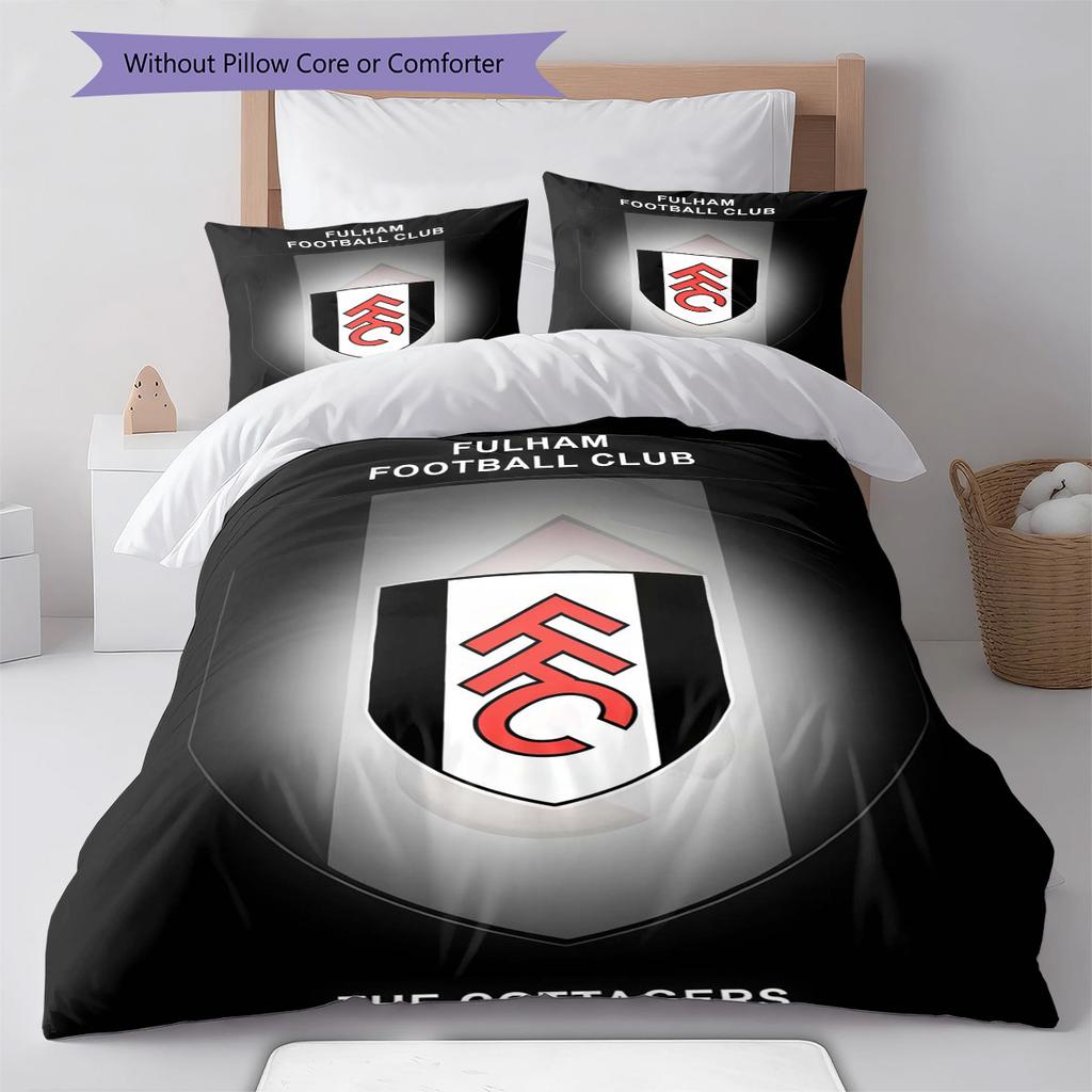 Fulham F.C Teppichmuster Bettwäsche Steppdecke Set Bettbezug Kissenbezug Heimdekoration Geburtstagsgeschenk (1 Bettbezug + 2 Kissenbezüge, ohne Füllung)