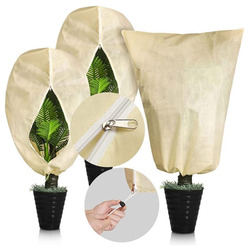 2Pcs/set  Winter Drawstring Plant Covers Frost Protections Bags Anti-Freeze Jackets Warm Blanket for Shrub Tree Plant