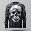 Halloween Fashion Skull 3D print Pattern Men's Long Sleeve T-shirt Casual  Loose Tops Funny 3D Skull Print Tees Autumn Clothing