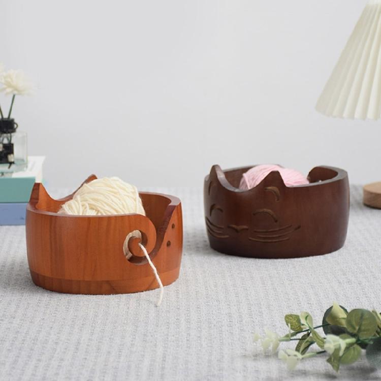 Cats Shape Yarn Bowl Round Knitting Bowl Practical Wool Holder Large Yarn Storage Crochet Bowl for Knitting Crocheting