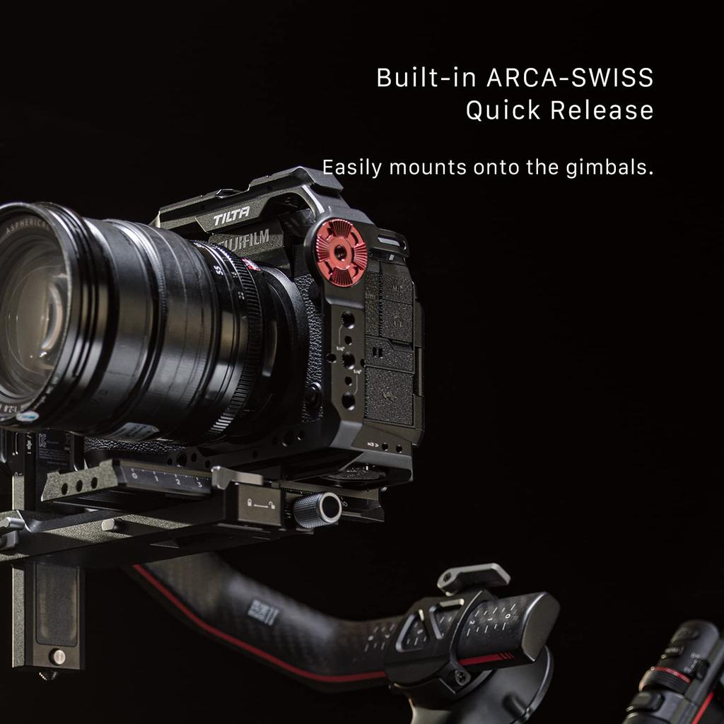 TILTA Camera Cage for Fujifilm with Manfrotto Quick Release Compact NATO Top Lens Adapter Camera Video Cage Filmmaking Basic Kit X-H2 X-H2S, Plate,