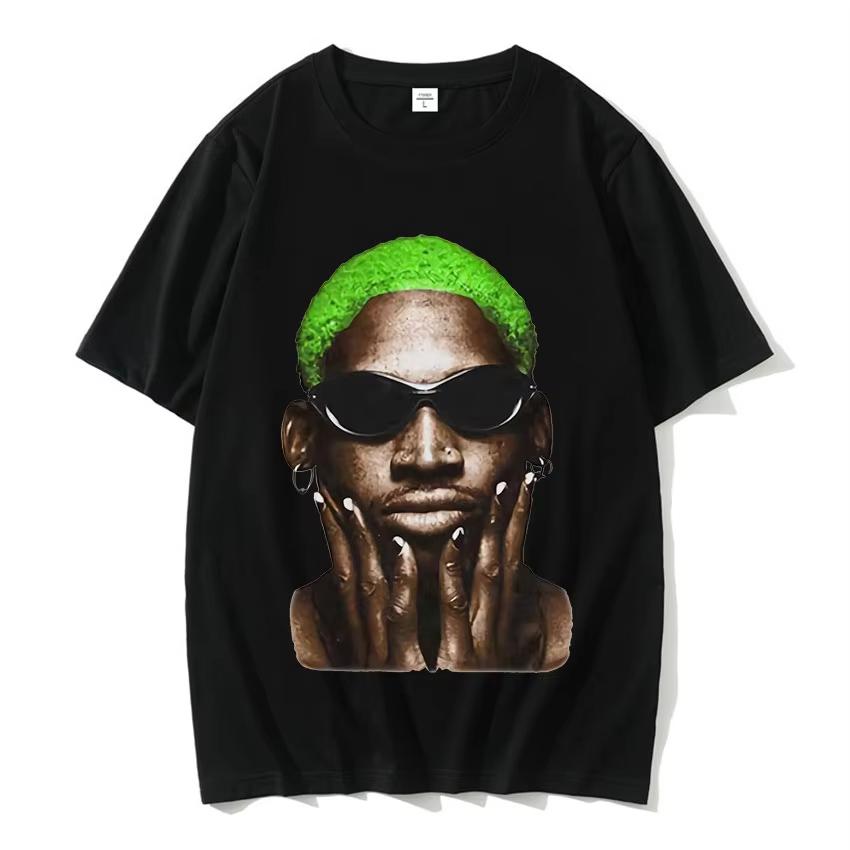 Summer Mens Leisure Basketball Tshirt Oversized Pure Cotton Printed Tshirt Hiphop Style Punk Fashion Bug Dennis Rodman 3XL