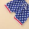 Casual Outfits Short Sleeve Tops Stars Striped Harem Shorts Independence Day 4th