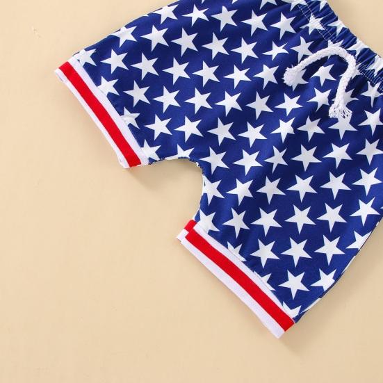 Casual Outfits Short Sleeve Tops Stars Striped Harem Shorts Independence Day 4th