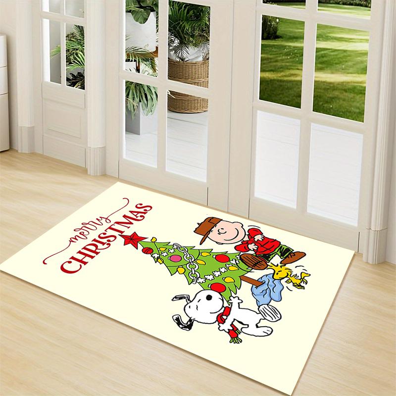 Peanuts Christmas Celebration Carpet Rug Soft Washable Anti Slip Home Living Room Sofa Mats Personalized Christmas Rug