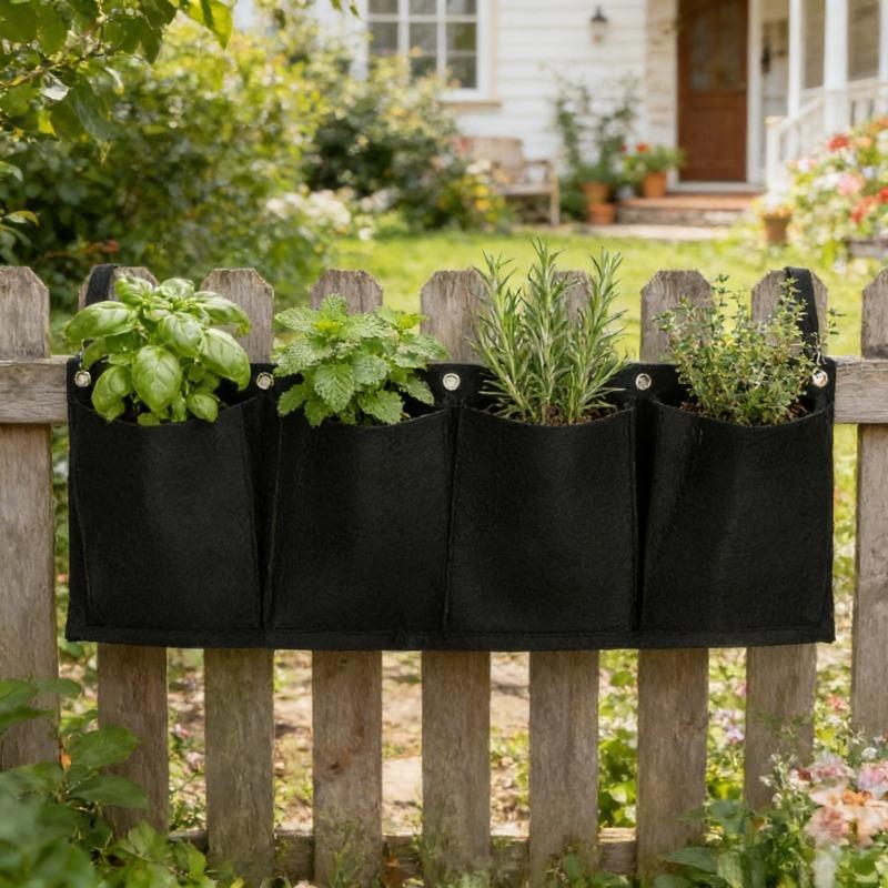 Black Felt Plant Grow Bag Non-Woven Fabric Wall Greening Felt Planting Bag Wall-Mounted Flower Growing Bag Gardening Accessories