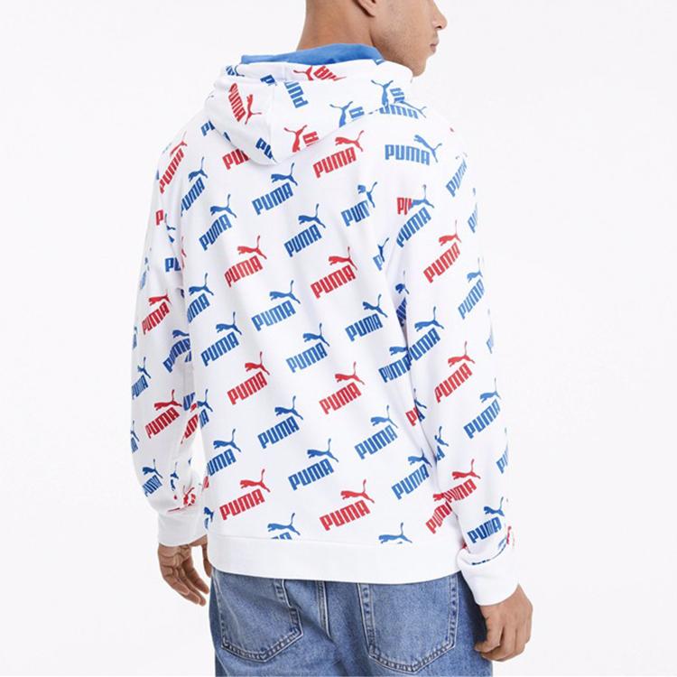Puma Amplified Logo Full-Print Hoodie Pullover Casual Sport Sweatshirt Men Sweatshirt White 582795-62