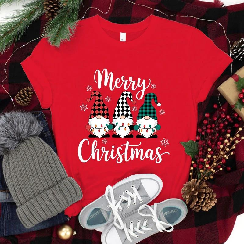 Hot Christmas Gnome Merry Christmas Printing T Shirt /Women Tops Tees Fashion Harajuku Kawaii T-shirt Women's Y2K Clothing